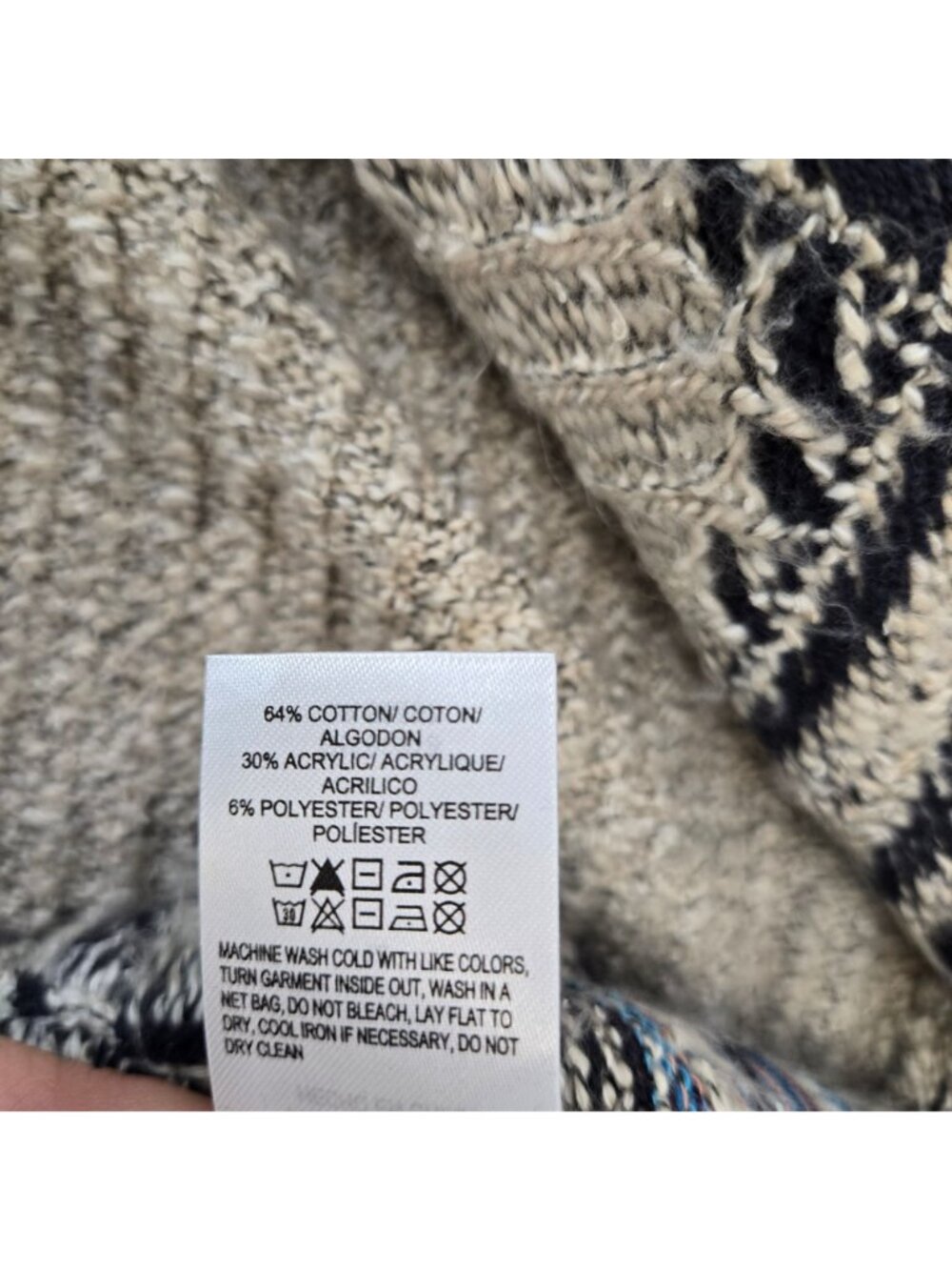 Lucky Brand Aztec Print Open Cardigan Sweater Size Medium - Picture 6 of 6